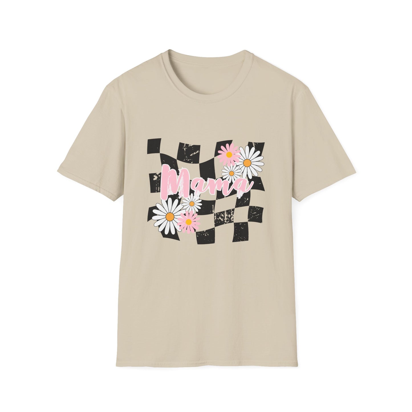 Checkered Mama Tee – Retro Floral Design