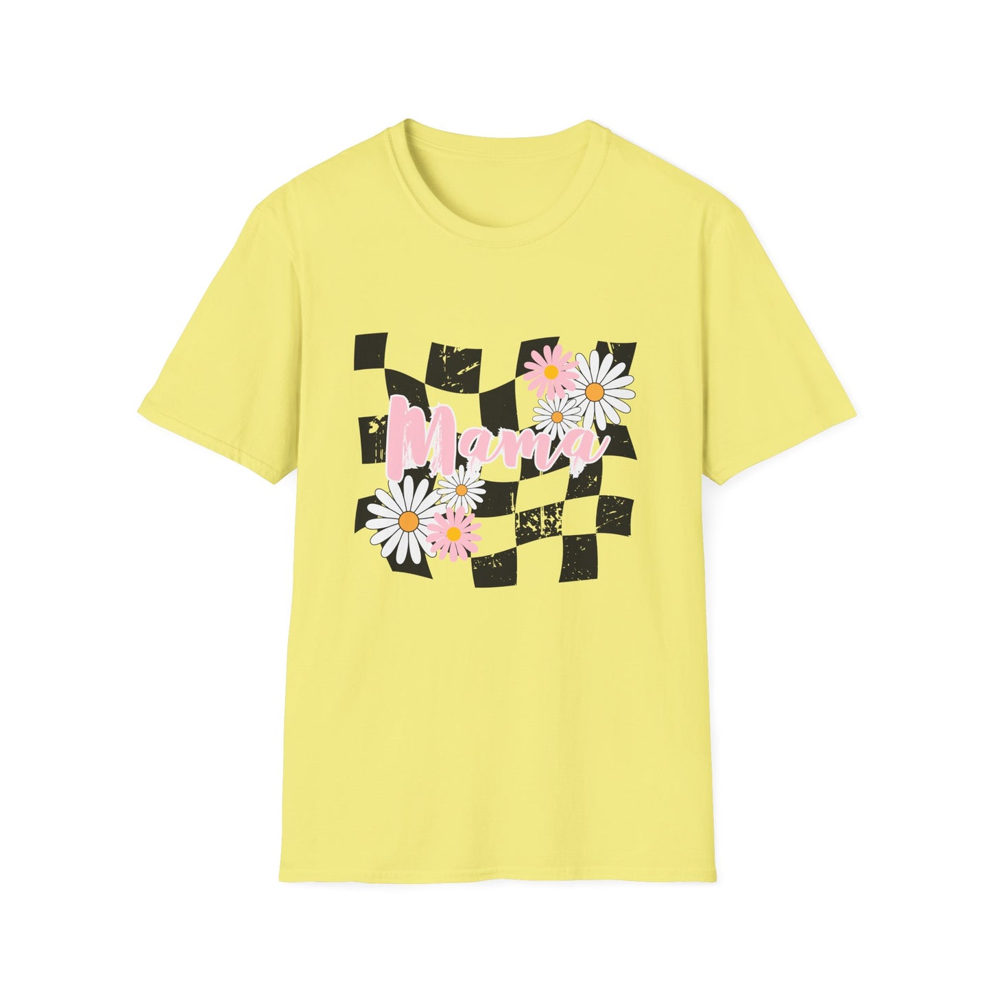 Checkered Mama Tee – Retro Floral Design