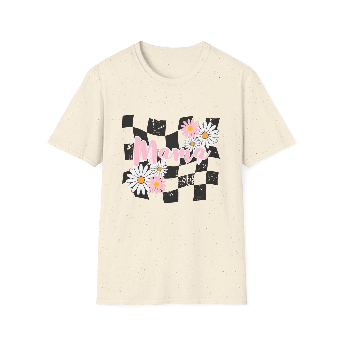 Checkered Mama Tee – Retro Floral Design