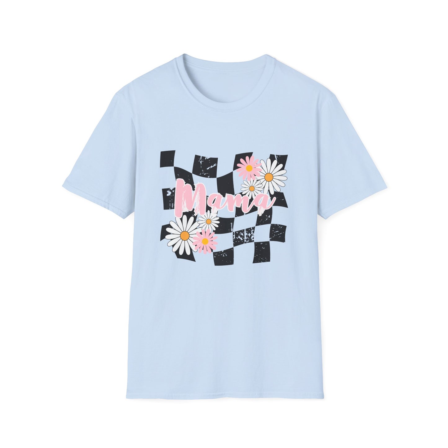 Checkered Mama Tee – Retro Floral Design
