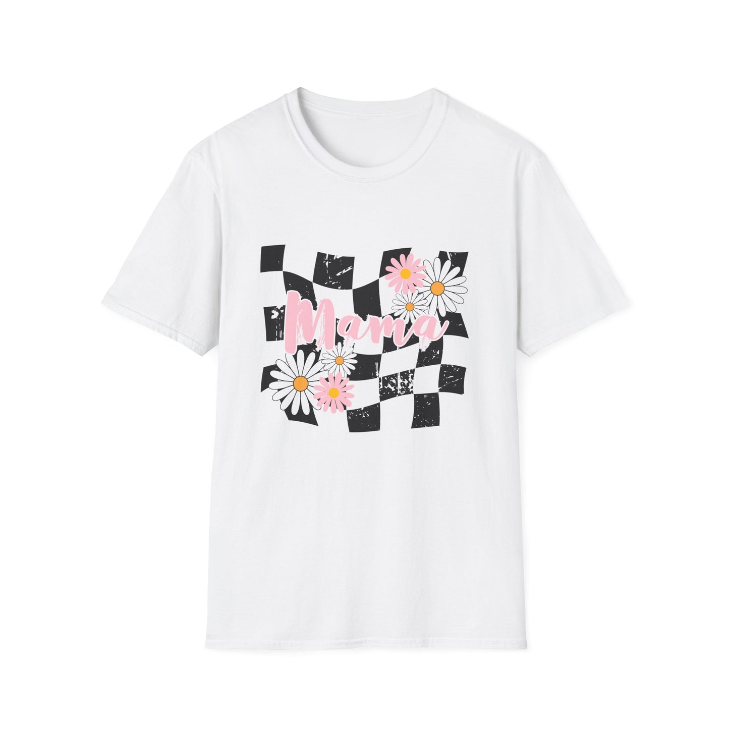 Checkered Mama Tee – Retro Floral Design