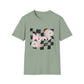 Checkered Mama Tee – Retro Floral Design