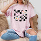 Checkered Mama Tee – Retro Floral Design