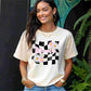Checkered Mama Tee – Retro Floral Design